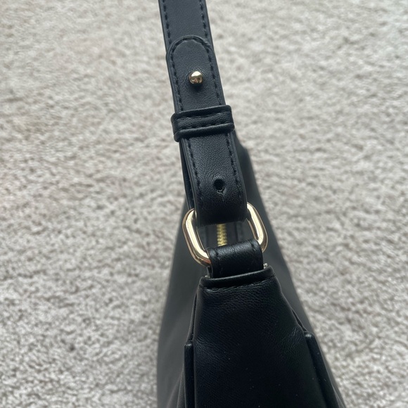 Faux Leather Black Crescent Shoulder Bag - Picture 6 of 10